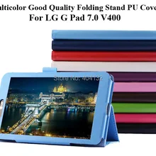 100 шт хорошее качество Личи Чехол-подставка из полиуретана для LG G Pad 7 V400 Folio протектор кожи чехол-DHL/FedEx