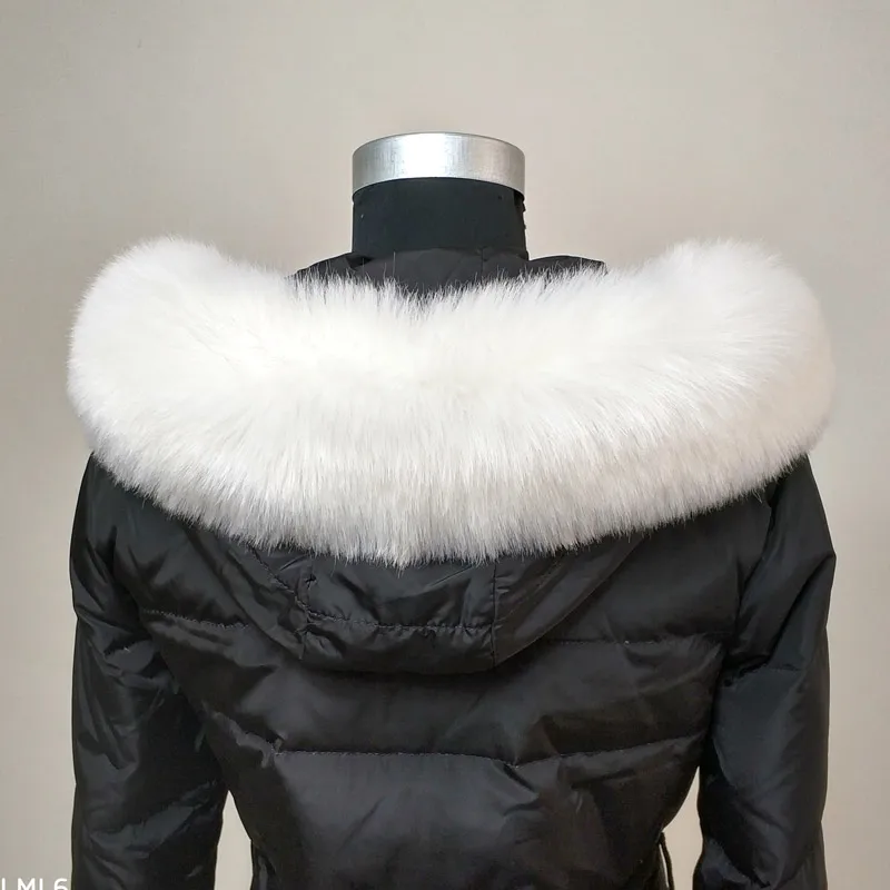 Женские зимние куртки из искусственного лисьего воротника, пальто, меховой Декор на шарф, сделай сам, многоцветный мех, шаль для мужчин, Детские шарфы, роскошная Мода ZKG13 - Цвет: White