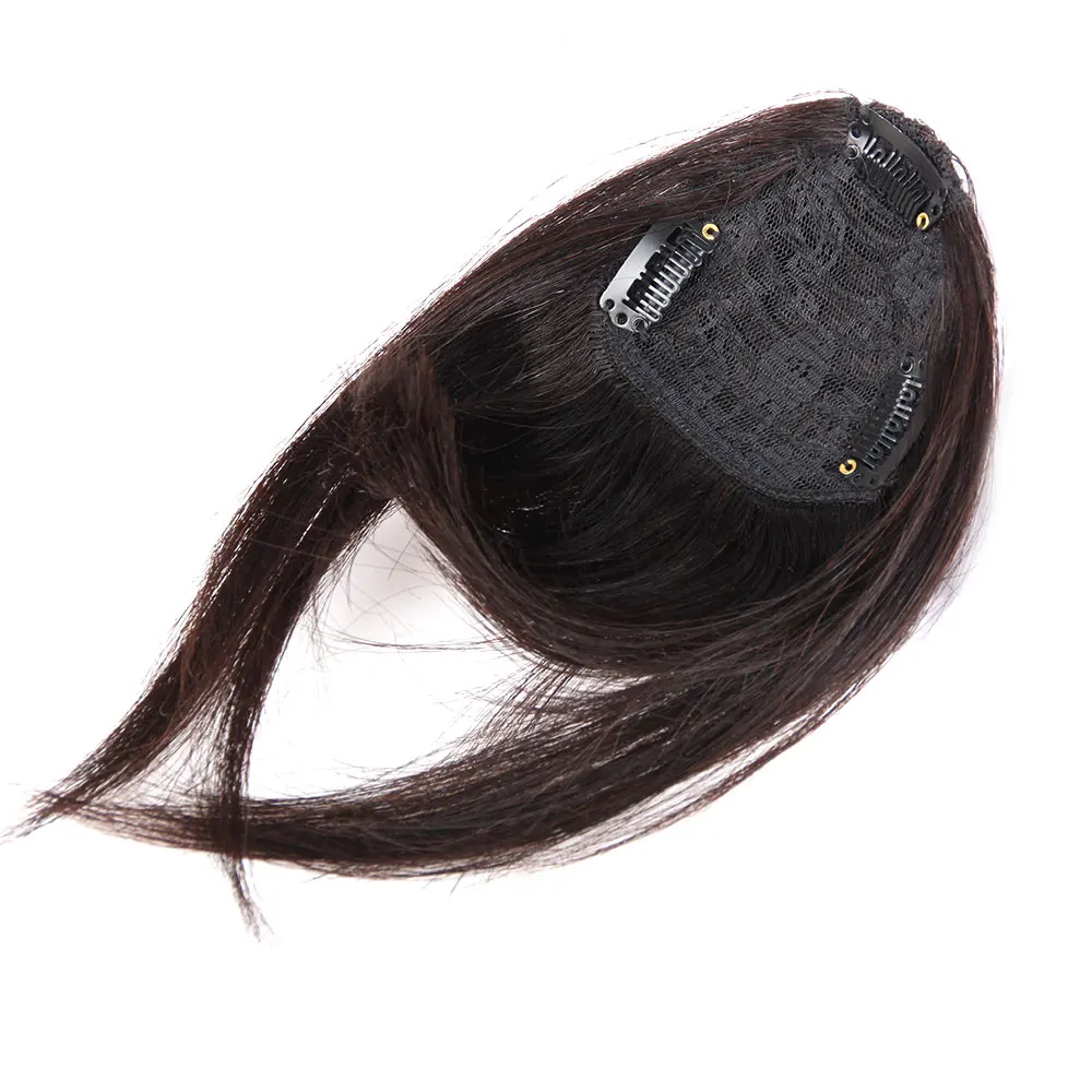 

Indian Human Hair Bangs Black Straight 3 Clip-in Remy Blunt Bangs With Temple Sweeping Side Bangs Front Hair Fringes 100%
