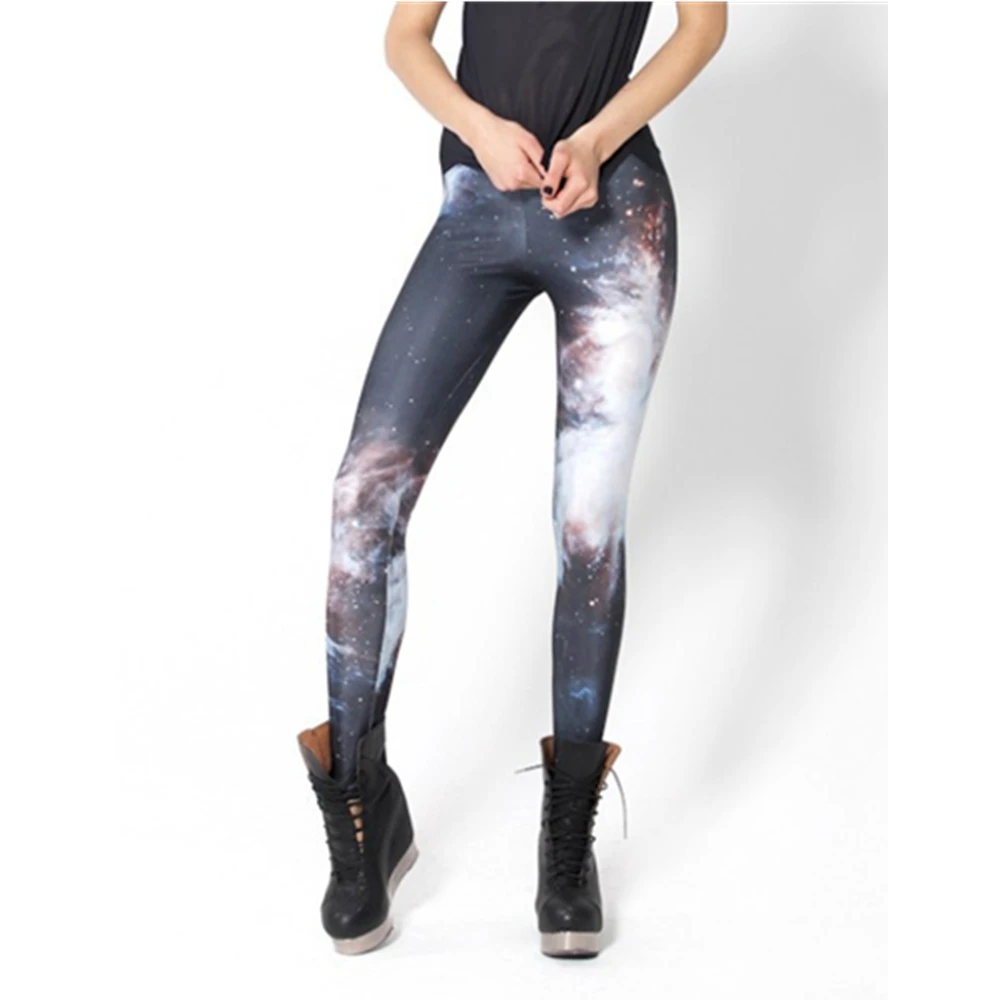 Hipsterme Леггинсы для женщин фитнес тонкий женский черный ночное небо пикантные модные стрейч цифровой печати спортивные брюки д