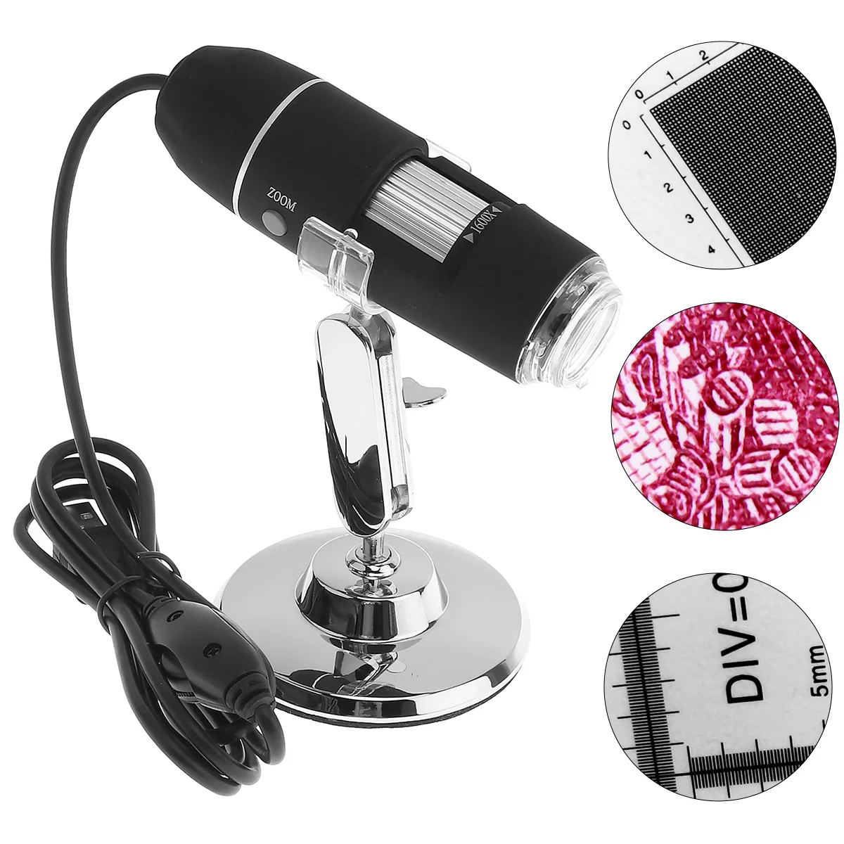 

1600X 2MP USB Electronic Digital Microscope Inspection Camera Magnifier with Metal Stand and 8 LEDs