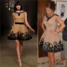 Sexy Gossip Girl Neue Kim Kardashian Kleid Schwarze Perlen Scoop Flügelärmeln Kurz Celebrity Dress Vestidos Teppich Cocktailkleid