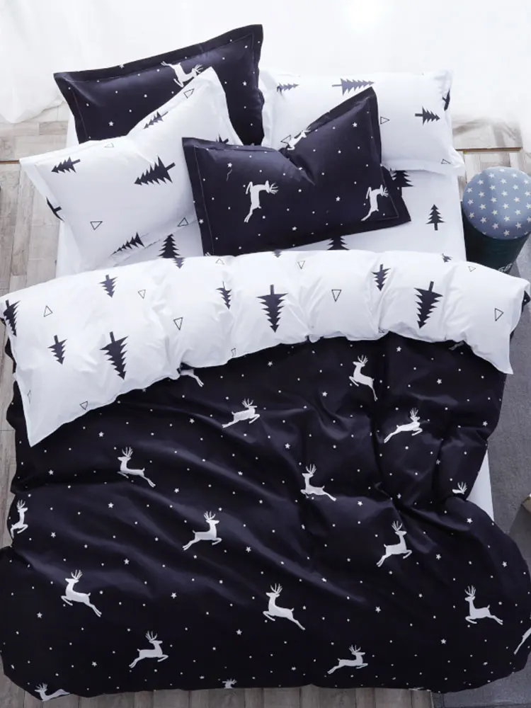 

4Pcs Bedlinens Set Modern Deer Tree Washable Comfy Bedding Set