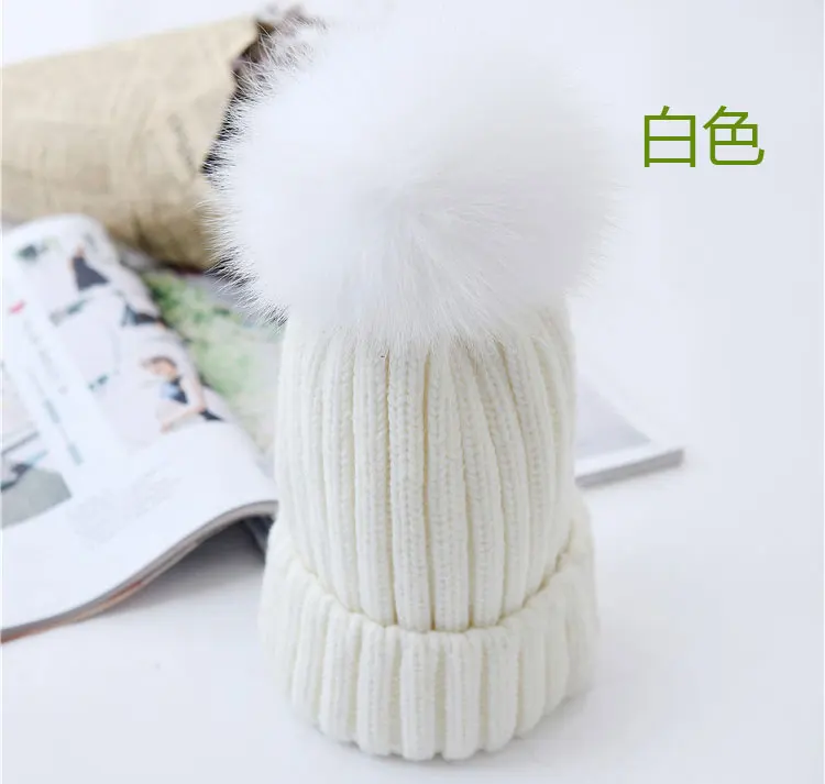 Настоящие лисы волосы мяч вязаные меховые шляпы с настоящим мехом шляпа настоящая большая лиса вязать Ssangyong шляпа зимний ребенок, взрослый, Кепка