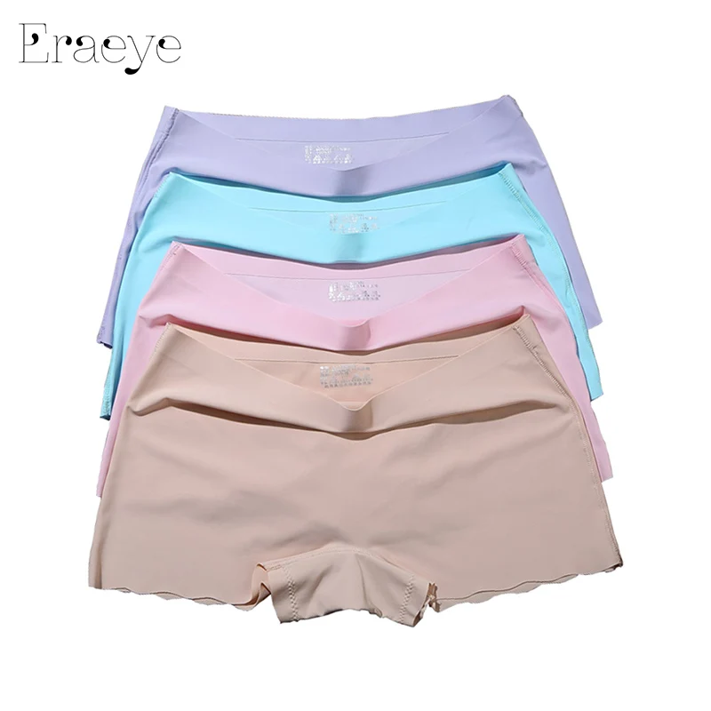 ERAEYE 4pieces/lot Women’s Safety Short Pants Ladies Knickers Underwear Purple Woman Comfort Panties Woman Seamless Safety Pants