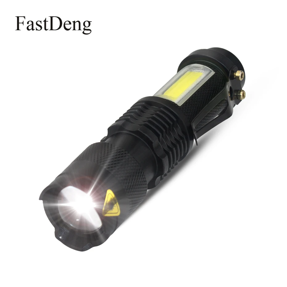 

Portable LED Flashlight Q5 +COB Mini Torch Light 4 Modes Waterproof Zoom Tactical Flash Light AA 14500 Battery Lighting Lantern