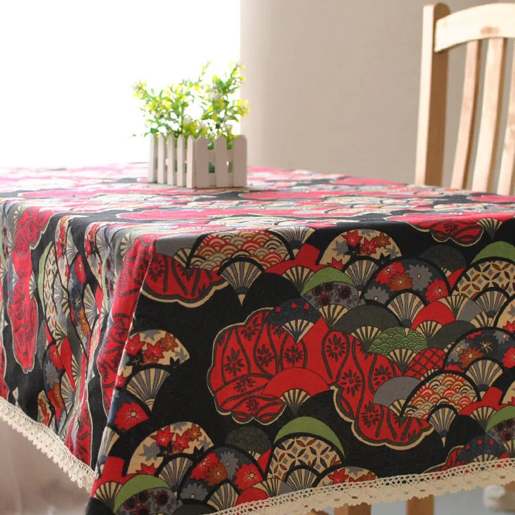 

Bohemia red and black folk style.lace table cloth Japanese tea table cloth plat mats for dining table