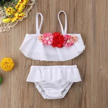 Горячее предложение, новые детские пляжные бикини для девочек, детские купальники с аппликацией, 3 шт