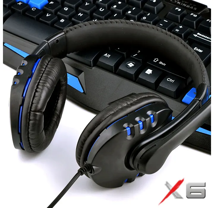 Игровые наушники X6 3 5 мм с микрофоном и регулятором громкости для ПК компьютера