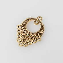 Linker 10pcs Hollow Out Round Connector Zinc Alloy Golden Earrings Porous Connector Charms Pendant For DIY Jewelry Accessories