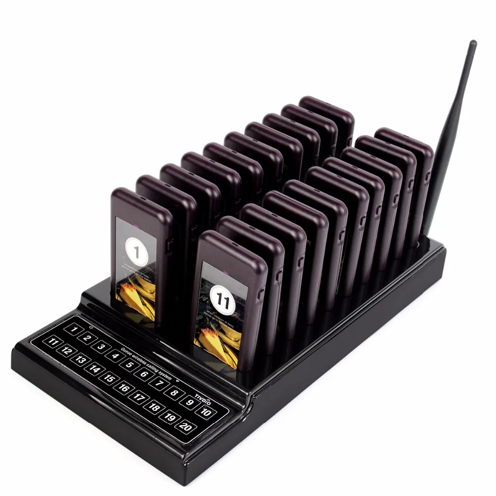 Goedkoop TIVDIO T 111 Restaurant Pager Kelner Oproepsysteem Draadloze Paging Wachtrij Systeem 20 Call Buzzer Quiz Klantenservice Apparatuur