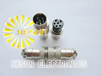 

Free Shipping 5Pair GX16-6 6Pin 16mm Male & Female Butt joint Connector kit GX16 Socket+Plug,RS765 Aviation plug interface