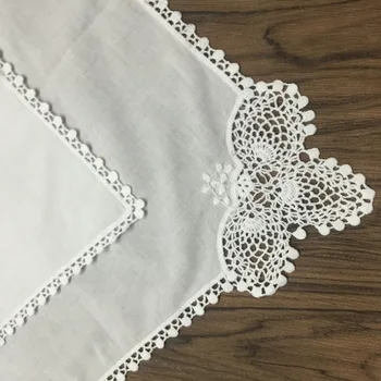 

Set of 60 Fashion Ladies Handkerchiefs 12-inch White Cotton Sweet Heart Hankie Wedding Bridal hankies Vintage Lace Edgings Hanky