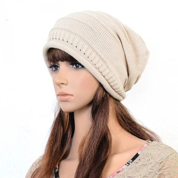 Осенне-зимняя шапка унисекс теплая шерстяная вязаная модная шапка для женщин Skullies Slouch Baggy Beanie