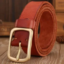 Massivem messing schnalle 2017 full grain 100% echtes leder herren gürtel luxus heißen designer gürtel männer hohe qualität damen cowboy braun