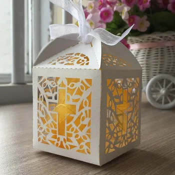 

50Pcs Laser Cut baptism Cross pattern mini size Candy Box Birthday Party Supplies Wedding Decorations Favors paper box Bag Gift