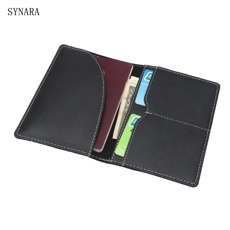 Designer Men Genuine Leather Travel Passport Cover Split Leather Business Passport Holder