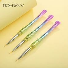 ROHWXY Высококачественная краска для ногтей ing ручка-резак металлизированные для дизайна ногтей кисть гелевая линия окраски кружева Тяговая ручка полоса цветок перо для рисунка на ногтях