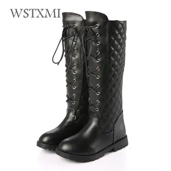 

New Girls Knee-high Boots Fashion Autumn Winter Fur Kids Shoes for Leather Boots Rubber Non-slip Plush Warm Children Snow Boots