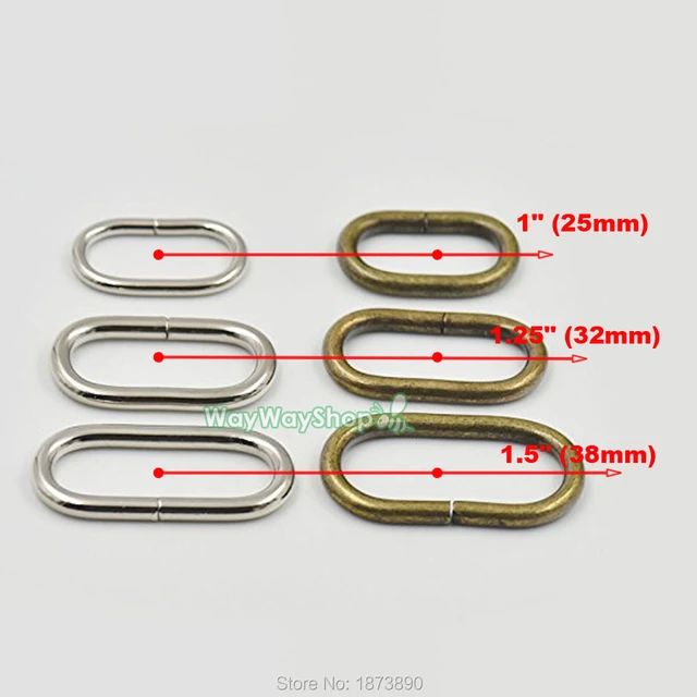 25 PCS Metal Loop Oval Ring Clips Hook for Leather Purse Bag Handbag Strap  1 1.25 1.5 25mm 32mm 38mm