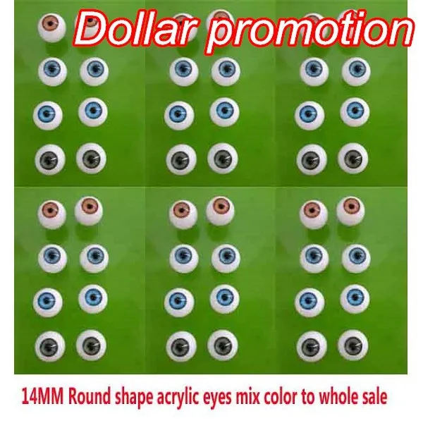 

High quality Round shape 14MM 200pieces/lot MIX COLOR PLASTIC DOLL EYES HALLOWEN DOLL EYES,Lovely Doll acrylic eyes customized