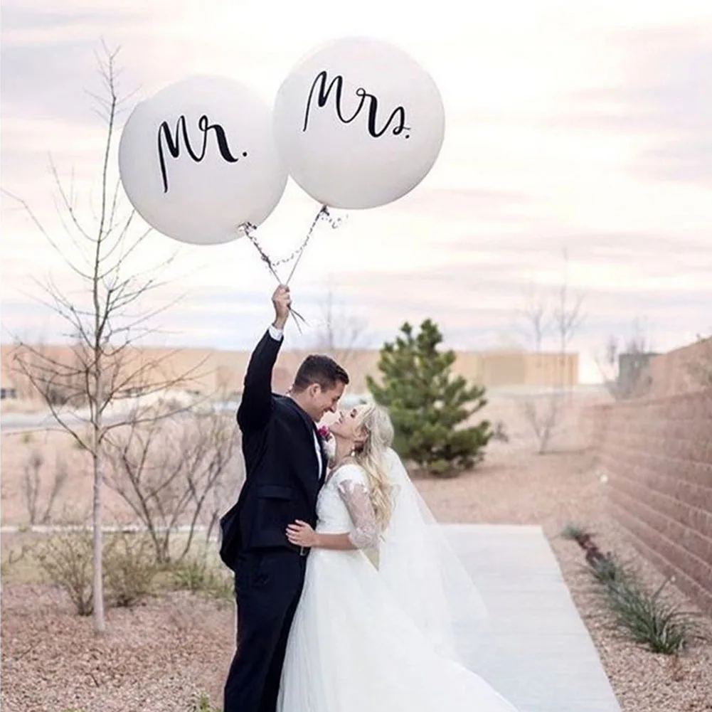 

36inch White Print Mr&Mrs Latex Balloons Happy Wedding Anniversary Balloon Party Wedding Balloon Decoration Gift