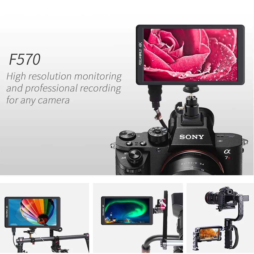 Feelworld F570 5,7 дюймов на камера DSLR поле мониторы 4 к HDMI ips Full HD 1080x1920 ЖК дисплей портативный для Gimbal стабилизатор