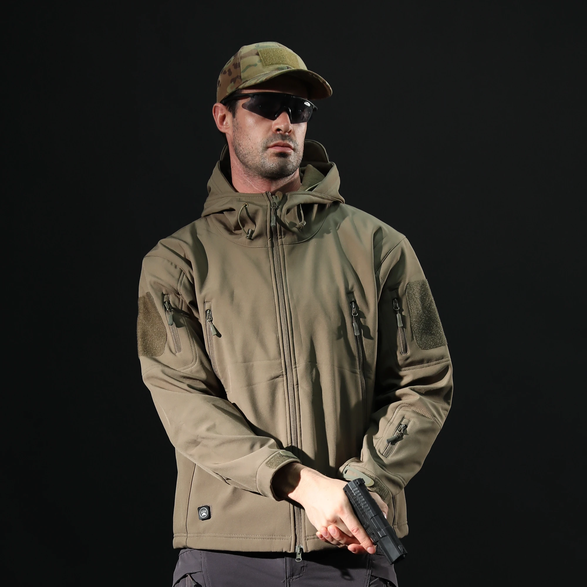 Новинка, зимняя Военная Тактическая Мужская куртка, мягкая оболочка, военная камуфляжная куртка, Мужская водонепроницаемая тактическая флисовая куртка с капюшоном