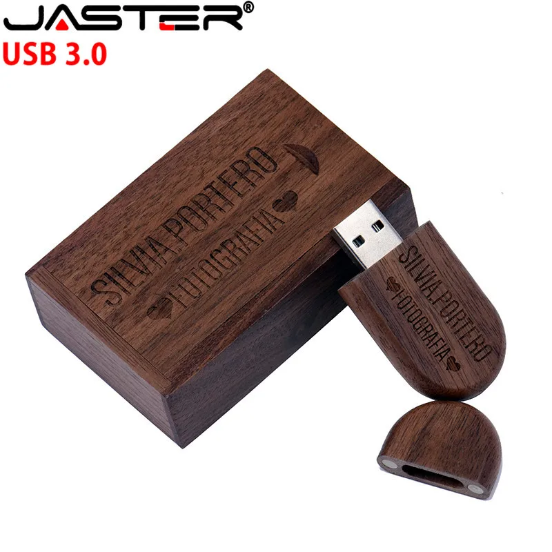 JASTER Высокоскоростной usb 3 0 Логотип Деревянный + коробка персональный логотип