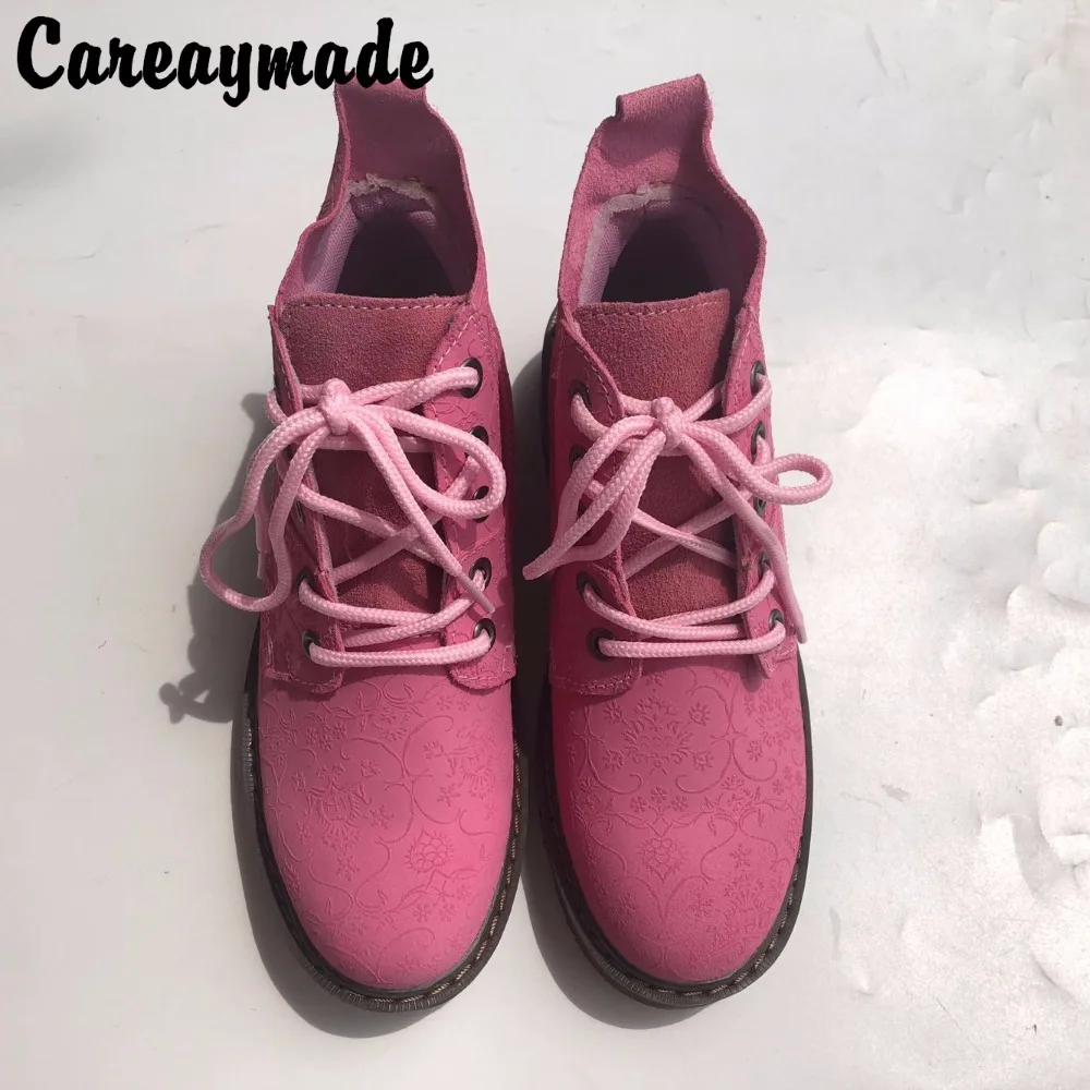 Careaymade Genuine Leather Shoes Pure Handmade Printing Leather Shoes The Retro Art Mori Girl Shoes Fashion
