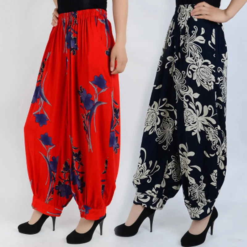 Summer Plus Size 5XL Beach Harem Pants Women Casual High Elastic Waist