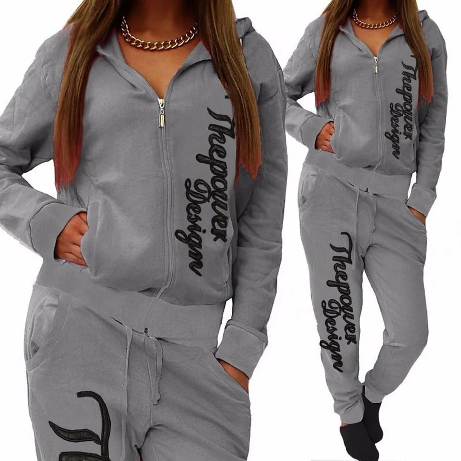 Zogaa 2018 Autumn 2 Piece Set Women Tracksuit Sportswear Casual White Gray Pink Sweat Pants Hooded Cropped Sweatshirt Hoodies Zogaa 2018 Autumn 2 Piece Set Women Tracksuit Sportswear Casual White Gray Pink Sweat Pants Hooded Cropped Sweatshirt Hoodies