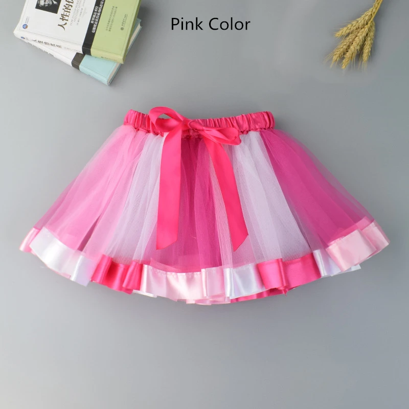 Милые радужные короткие детские подъюбники, однослойная Тюлевая Нижняя юбка для девочек с цветочным рисунком, платья для девочек, 2019