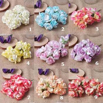 

12pcs 31mm Artificial Paper Rose Flower Bouquet Wedding Decor Scrapbooking DIY CP0013X