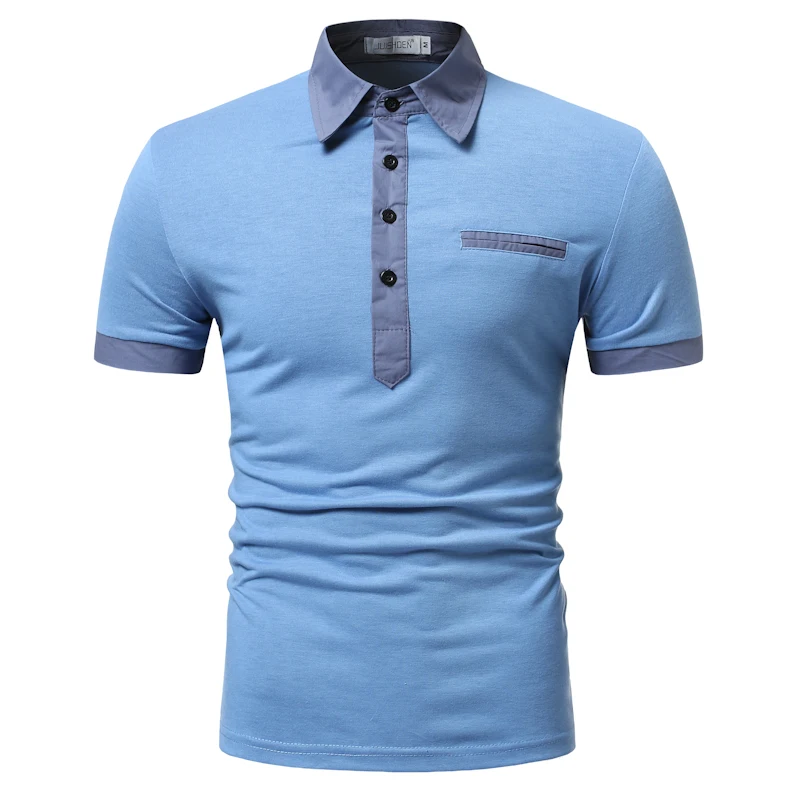 

2019 New Man Polo Shirt Mens Casual Stitching Cotton Polo shirt polos para hombre brand Men Short Sleeve High Quantity polo men