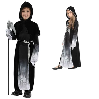 

Halloween Death Witch Costume for Kids Girls Boys Carnival Fantasias Witch Cosplay Fancy Party Dress