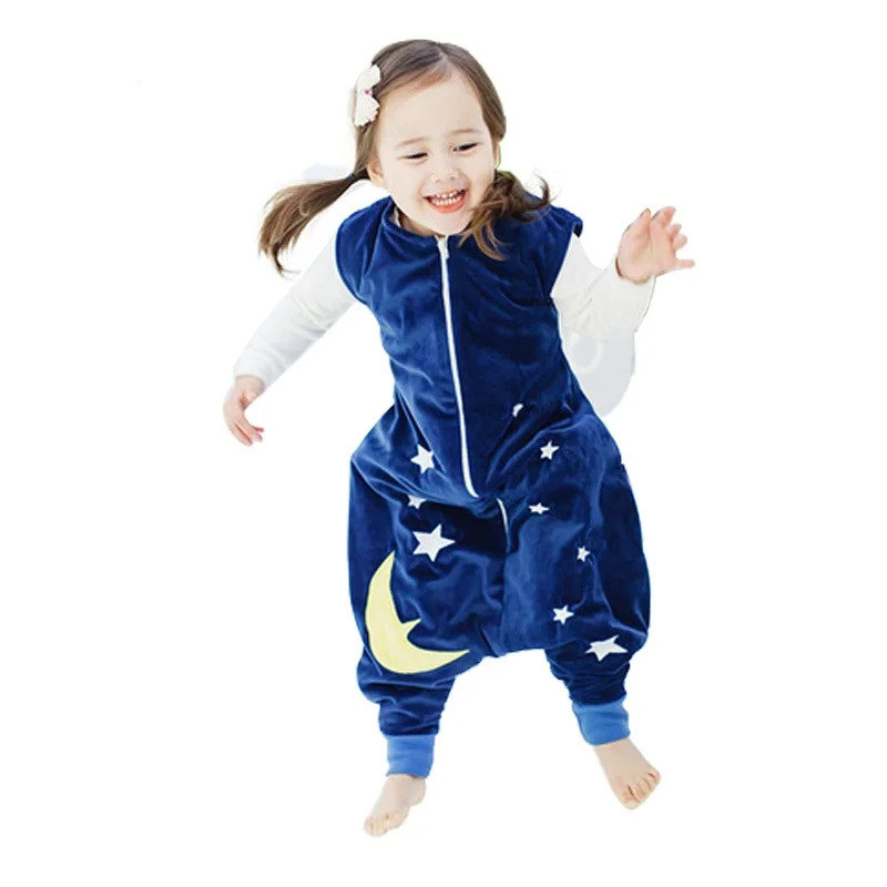 Детская спальная сумка, осенне-зимний детский комбинезон, фланелевая Забавная детская пижама с пандой, цельная фланелевая детская одежда для сна с животными