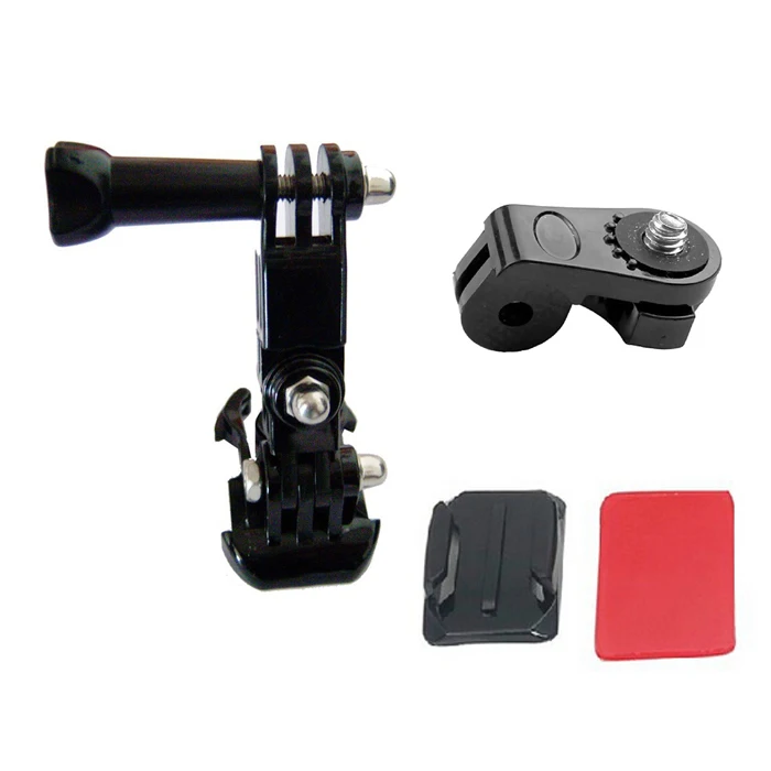 

F14874-A 3-Way Pivot Arm Thumb Knob + 1/4 Tripod Mount Adapter Converter + Curved Sticky Mount for Gopro 4 3 Xiaoyi +FS