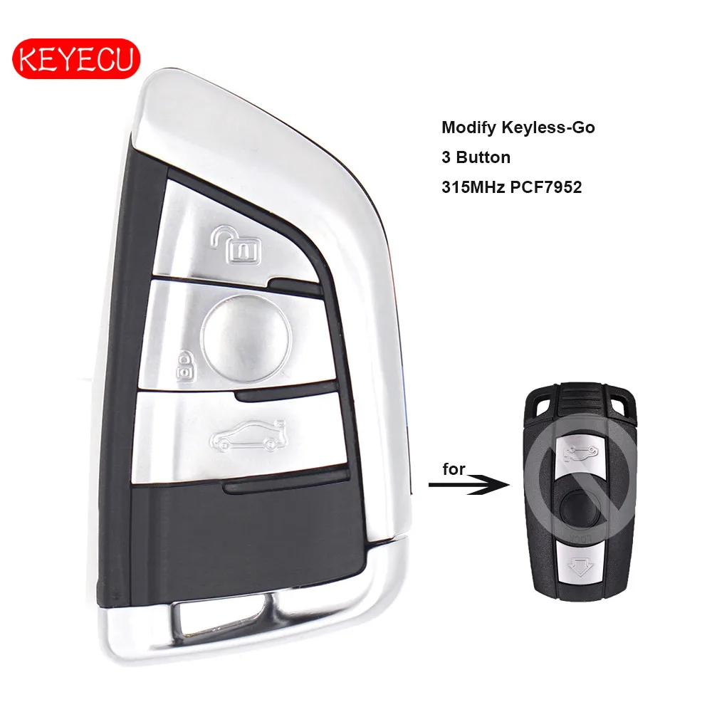 

Keyecu Keyless-Go Modify Smart Remote Key 3 Button 315MHz PCF7952 for BMW CAS3 3/5 Series X5