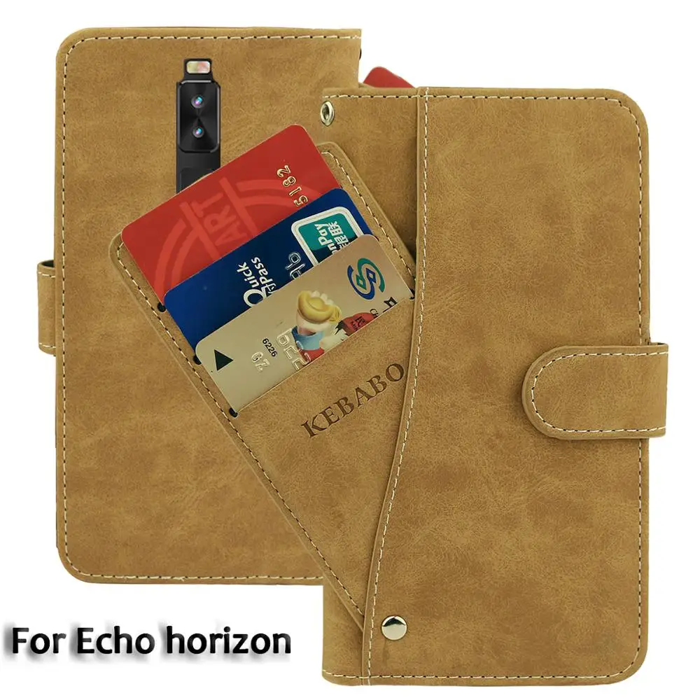 

Vintage Leather Wallet Echo horizon 5.7" Case Flip Luxury Card Slots Cover Magnet Stand Phone Protective Bags