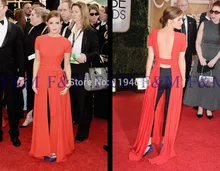 2016 neueste Einbau Sexy Lady Schöne New Fashion Frontseiten-schlitz Celebrity Maxi Backless Roter Teppich Event Abendkleider