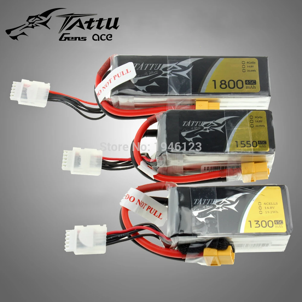 Литий полимерный аккумулятор TATTU 4S 14 8 V 1300Mah 1550Mah 1800Mah 45C 95C 100C с разъемом XT60 для