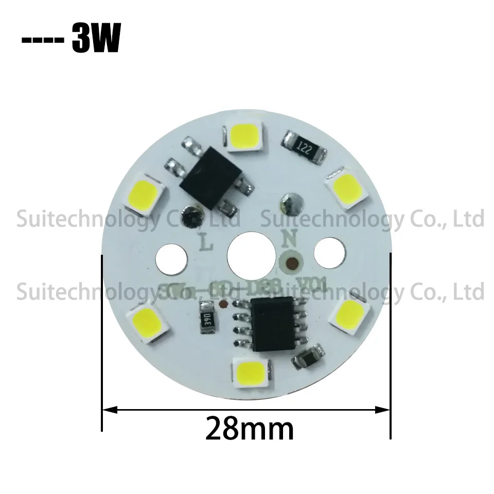 10 шт. DIY светодиодный ламповый светильник SMD 9 Вт 40 мм чип AC 220 В вход Smart IC светодиодный светильник для лампы светильник вниз Точечный светильник SMD2835 - Испускаемый цвет: 3W  AC220V