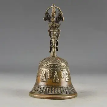 

ymying Chinese antique brass hand hammer exorcism statue of bells