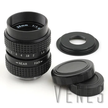 

25mm f1.4 CC TV C mount Lens + C to Micro M4/3 / NEX / N1 / Pentax Q /Fuji / M M2 Adapter Suit For Sony Camera + Lens Cap