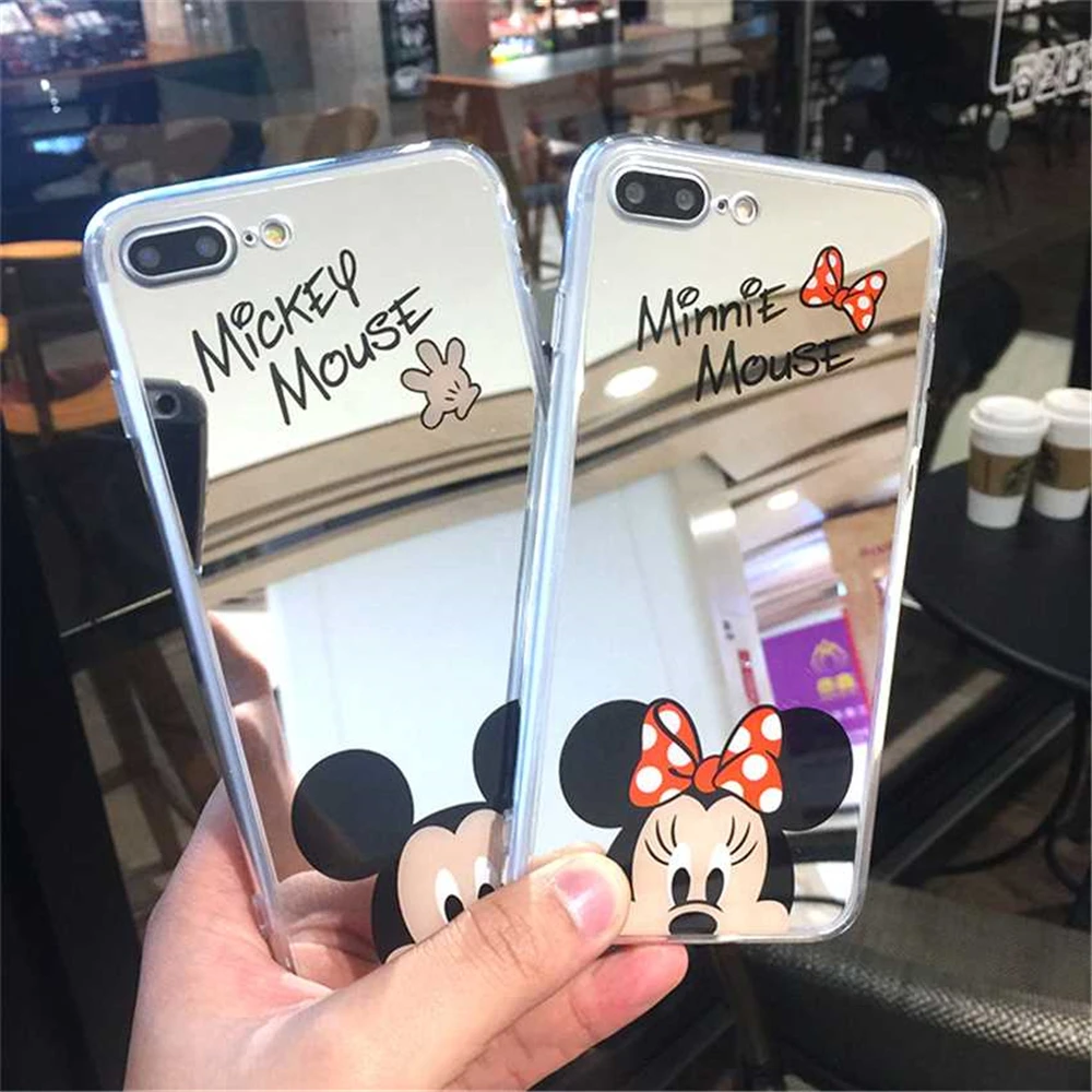 

For iphone 6 6s Plus 5 5S SE Silicone Case Cartoon Mickey Minnie Mouse Mirror phone Cover for iPhone 7 8 plus X XR XS Max Cases