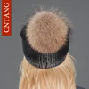 2024 New Winter Beanies Ladies Knitted Wool Warm Hats Fashion Pom Pom Real Raccoon Fur Caps Skullies Hat For Women Print Fur Cap 6