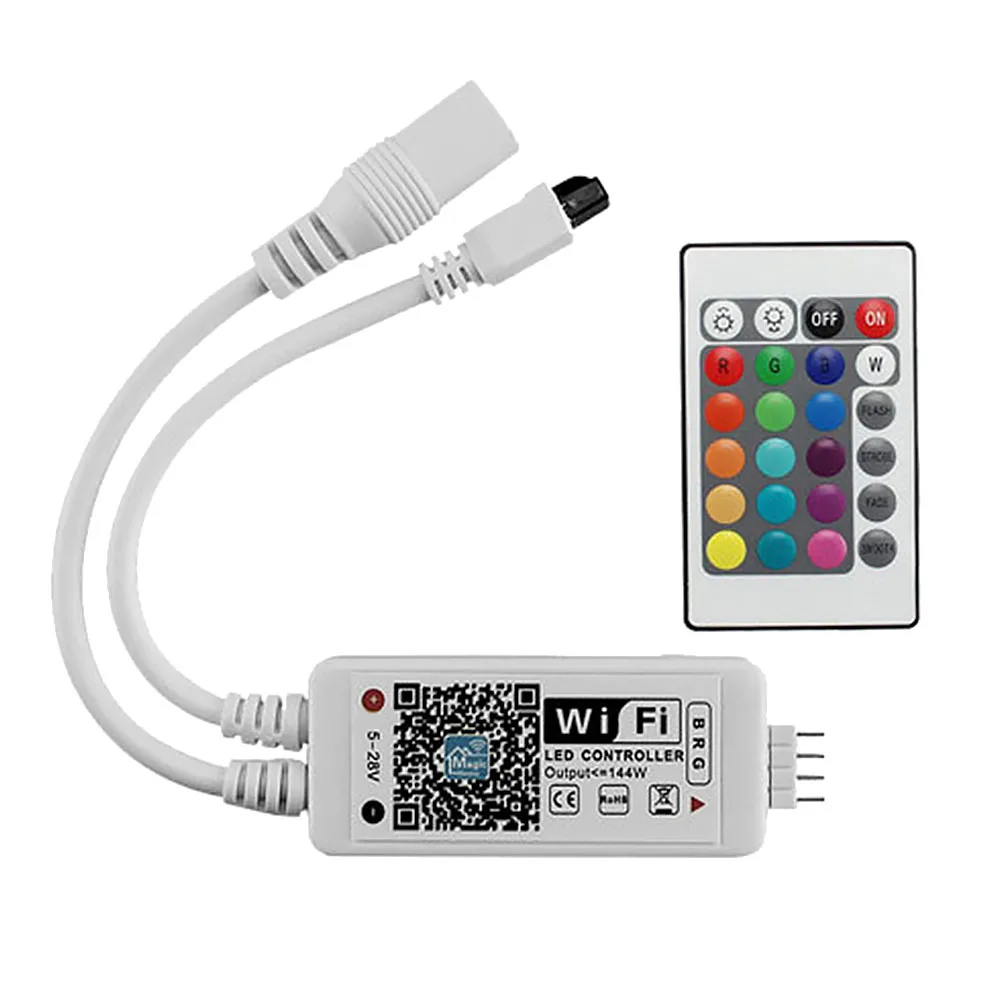 

Mini 24 Keys Voice Activate LED Smart Controller Sync With Music 4pin WIFI Plastic RGB Compatible With Alexa With Remote