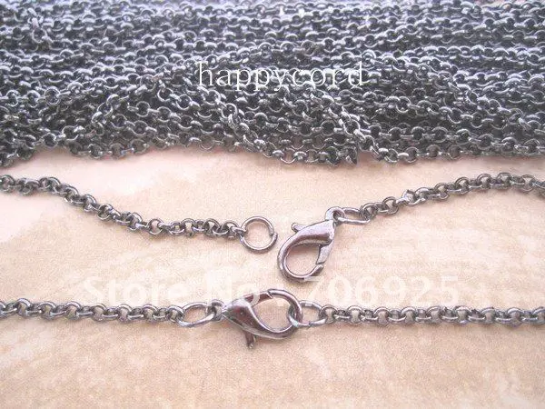 

Free shipping Wholesale 65cm 3mm gunmetal round shape Link chain with lobster clasp 100pcs/lot
