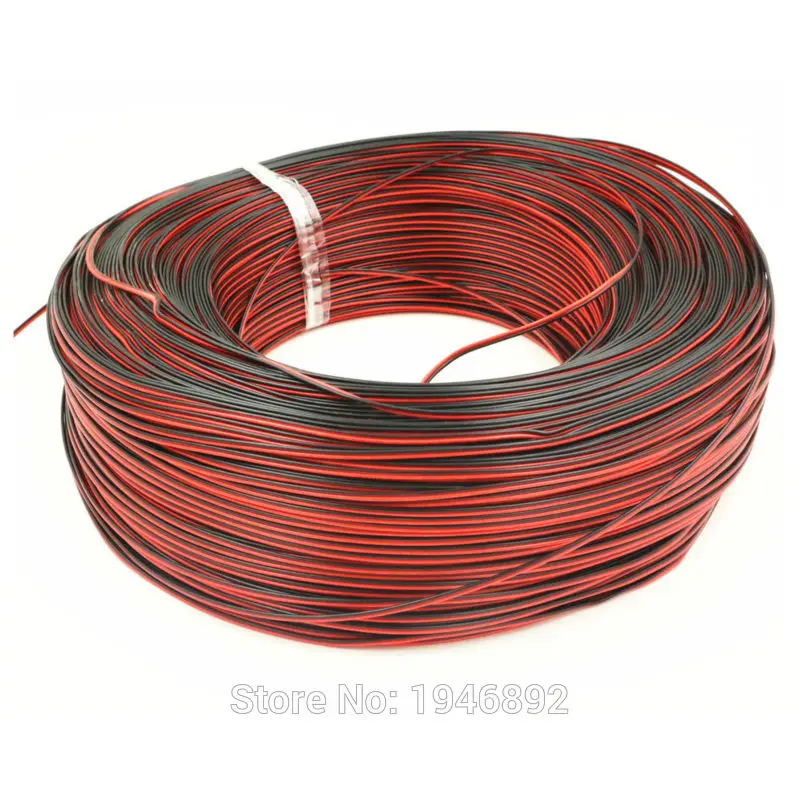 50 метров 164 футов Луженая Медь 22 AWG 2 pin Красный Черный Кабель ПВХ изолированный